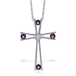 Genuine 0.43 ctw Amethyst & Diamond Necklace Jewelry 14KT White Gold - REF-76H7X