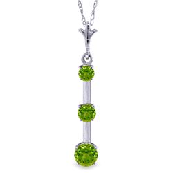 Genuine 1.25 ctw Peridot Necklace Jewelry 14KT White Gold - REF-29W3Y