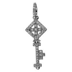 14K White Gold 0.12CTW Diamond Necklace - REF-26R2K