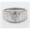 Image 1 : Flower Center Prong-Set Diamond Ring in 14K White Gold - REF-49M3F
