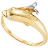 Image 1 : 0.03 CTW Natural Diamond Dolphin Fish Animal Band 10K Yellow Gold