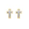 Image 1 : 0.1 CTW Diamond Christian Faith Cross Screwback Stud Earrings 10K Yellow Gold