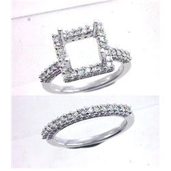 14K White Gold 1.5CTW Diamond Wedding Ring Set - REF-123X5Y