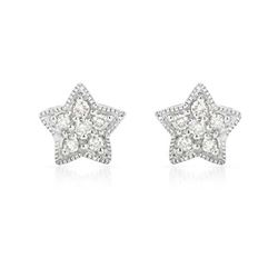Genuine 0.18 TCW 14K White Gold Ladies Earring - REF-27Y3X