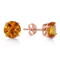 Genuine 3.1 ctw Citrine Earrings Jewelry 14KT Rose Gold - REF-23T9A