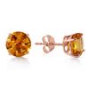 Image 1 : Genuine 3.1 ctw Citrine Earrings Jewelry 14KT Rose Gold - REF-23T9A
