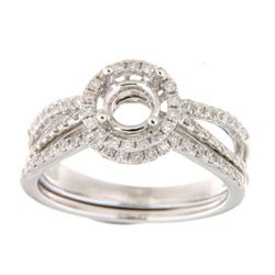 14K White Gold 0.55CTW Diamond Wedding Ring Set - REF-86A6N