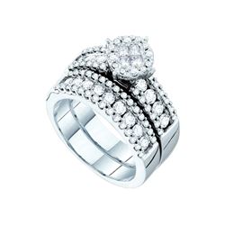 1.71 CTW Princess Natural Diamond Soleil Bridal Engagement Ring 14K White Gold