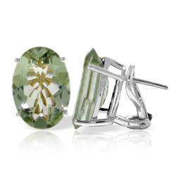 Genuine 15.1 ctw Green Amethyst Earrings Jewelry 14KT White Gold - REF-59X6M