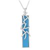 Image 1 : 14KWhite Gold 5.83CTW Turquoise & Diamond Necklace - REF-62M3F