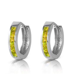 Genuine 1 ctw Peridot Earrings Jewelry 14KT White Gold - REF-37F4Z