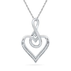 0.07 CTW Natural Diamond Infinity Heart Love Pendant 10K White Gold