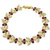 Image 1 : Genuine 12 ctw Opal & Ruby Bracelet Jewelry 14KT Yellow Gold - REF-200W8Y