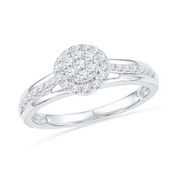 0.33 CTW Natural Diamond Flower Cluster Ring 10K White Gold
