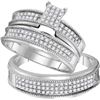 Image 1 : 0.75 CTW His & Hers Natural Diamond Cluster Matching Bridal Ring 10K White Gold