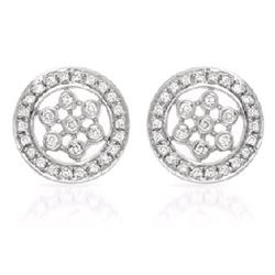 14K White Gold 0.25CTW Diamond Earring - REF-49N7A