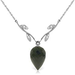 Genuine 12.27 ctw Black Spinel & Diamond Necklace Jewelry 14KT White Gold - REF-35Y2F