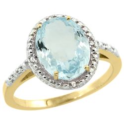 Natural 2.12 ctw Aquamarine & Diamond Engagement Ring 10K Yellow Gold - REF-35G4M