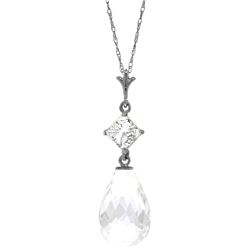 Genuine 5.5 ctw White Topaz Necklace Jewelry 14KT White Gold - REF-22P2H