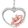 Image 1 : 0.05 CTW Natural Diamond Heart Love Frog Pendant 10K Multi-Tone Gold