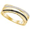 Image 1 : 0.15 CTW Black Colored Diamond Band 10K Yellow Gold