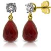 Image 1 : Genuine 17.66 ctw Ruby & Diamond Earrings Jewelry 14KT Yellow Gold - REF-37K4V