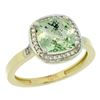 Image 1 : Natural 3.94 ctw Green-amethyst & Diamond Engagement Ring 10K Yellow Gold - REF-29Z2Y