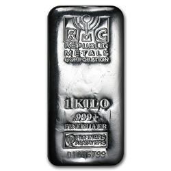 Genuine 1 kilo 0.999 Fine Silver Bar - Republic Metals Corp