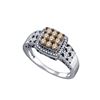 Image 1 : 0.55 CTW Cognac-brown Colored Diamond Cluster Ring 10K White Gold