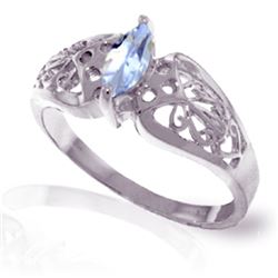 Genuine 0.20 CTW Aquamarine Ring Jewelry 14KT White Gold - REF-48W3Y