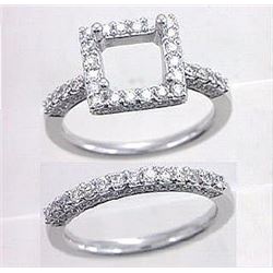 14K White Gold 1.29CTW Diamond Wedding Ring Set - REF-107A5N