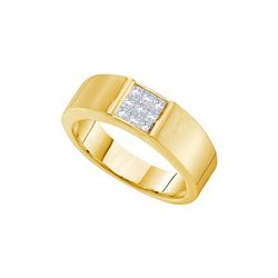 0.5 CTW Princess Natural Diamond Mens Anniversary Band 14K Yellow Gold