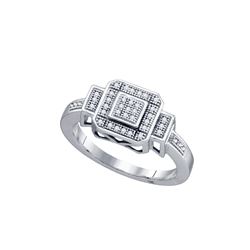 0.12 CTW Natural Diamond Square Cluster Ring 10K White Gold