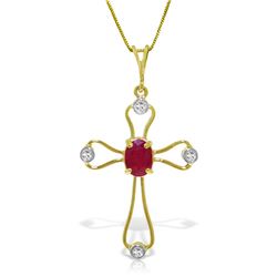 Genuine 0.57 ctw Ruby & Diamond Necklace Jewelry 14KT Yellow Gold - REF-42F2Z