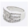 Image 1 : Baguette & Round Channel & Prong-set Diamond Ring in 18K White Gold - REF-233N8A