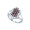 Image 1 : 1.25 CTW Cognac-brown Colored Diamond Cluster Ring 10K White Gold