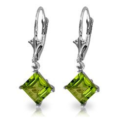 Genuine 3.2 ctw Peridot Earrings Jewelry 14KT White Gold - REF-30Z2N