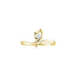 0.05 CTW Natural Diamond Solitaire Heart Promise Ring 14K Yellow Gold