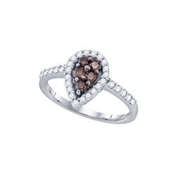 0.5 CTW Cognac-brown Colored Diamond Cluster Ring 10K White Gold