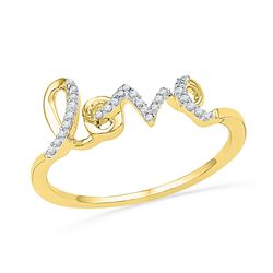 0.07 CTW Natural Diamond Love Band 10K Yellow Gold