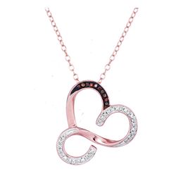 0.13 CTW Red Colored Diamond Heart Love Pendant 10K Rose Gold