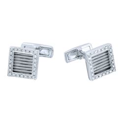 Genuine 0.49 TCW 14K White Gold Ladies Cuff Links - REF-122N5A