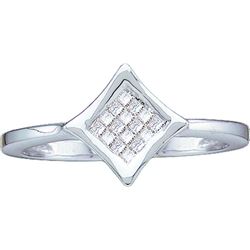 0.12 CTW Princess Natural Diamond Square Cluster Ring 14K White Gold