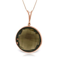 Genuine 17 ctw Smoky Quartz Necklace Jewelry 14KT Rose Gold - REF-39M4T