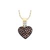 Image 1 : 0.38 CTW Cognac-brown Colored Cluster Diamond Heart Pendant 10K Yellow Gold