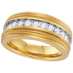 1 CTW Mens Natural Diamond Milgrain Band 10K Yellow Gold