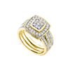 Image 1 : 1 CTW Diamond Cluster 3-Piece Bridal Engagement Ring 14K Yellow Gold