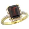 Image 1 : Natural 2.63 ctw Garnet & Diamond Engagement Ring 10K Yellow Gold - REF-33H8W
