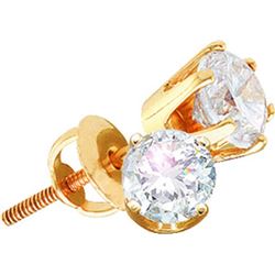 0.75 CTW Natural Diamond Solitaire I1 GH Stud Earrings 14K Yellow Gold