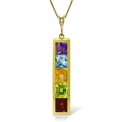 Genuine 2.25 ctw Multi-gemstones Necklace Jewelry 14KT Yellow Gold - REF-36W9Y